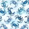 Fabric Windham Mist Blue Crabs 108" Quilt Back by the Quarter Yard 54999DW-1